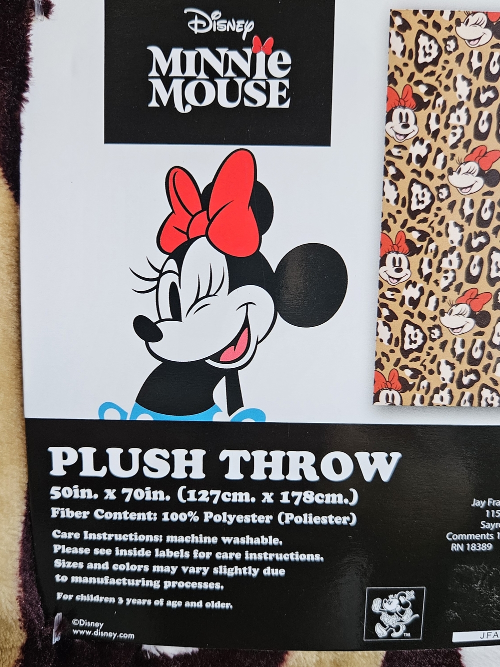 Disney Minnie Mouse Plush Throw Blanket - Red & Black